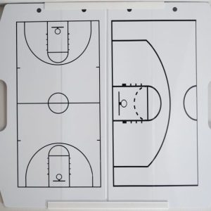 Our unique, portable, foldable basketball coaches dry erase board includes a plastic carrying case, a dual-sided microfiber cloth for cleaning, and dry-erase markers!